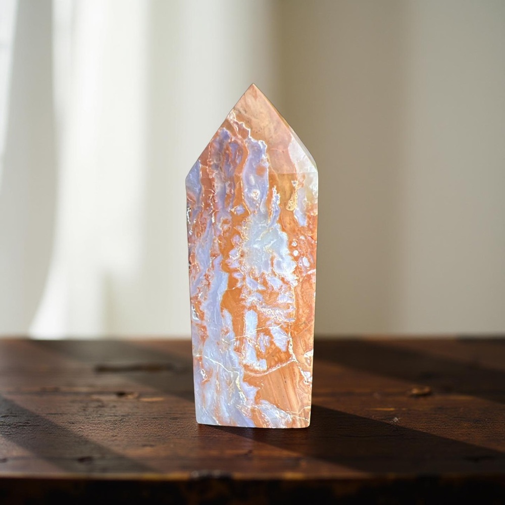 Polished Rare Blood Agate Crystal Tower